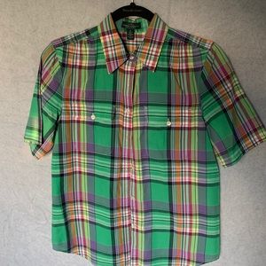 Multi-colored plaid button down